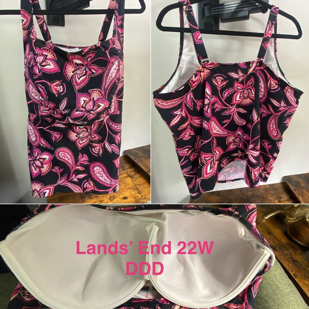 Women's Plus Size Chlorine Resistant Adjustable Underwire Tankini Swimsuit Top